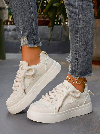 Fashionable Color-block White Sneakers