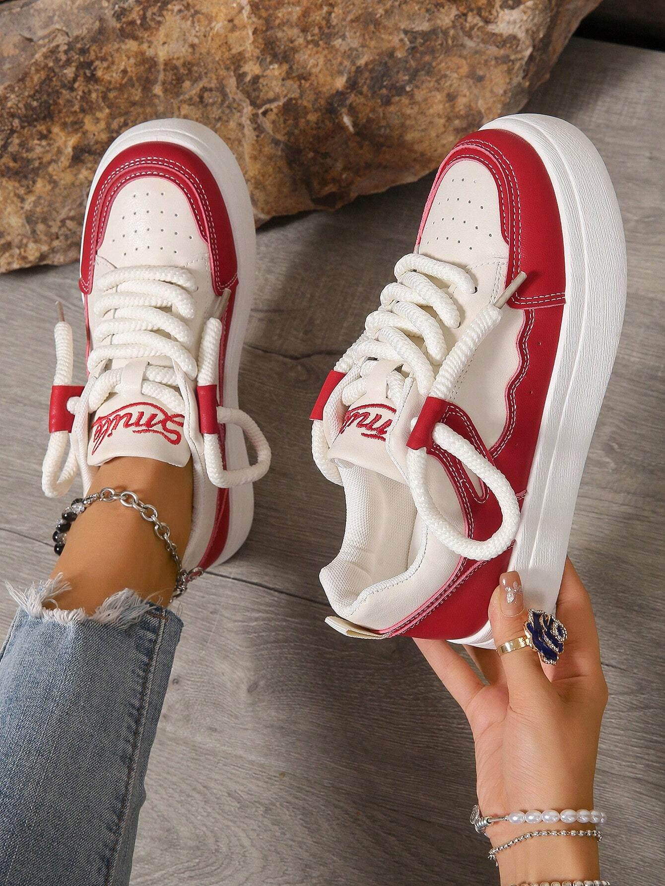 Fashionable Color-block White Sneakers