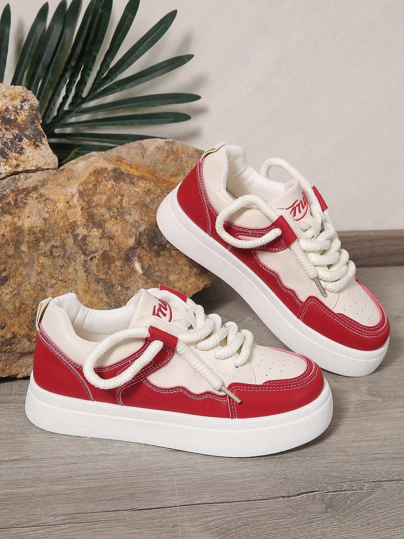 Fashionable Color-block White Sneakers