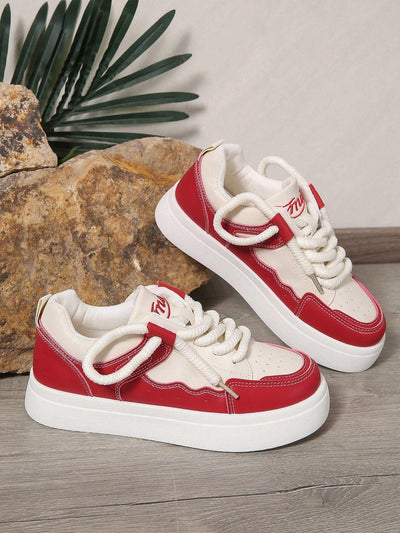 Fashionable Color-block White Sneakers