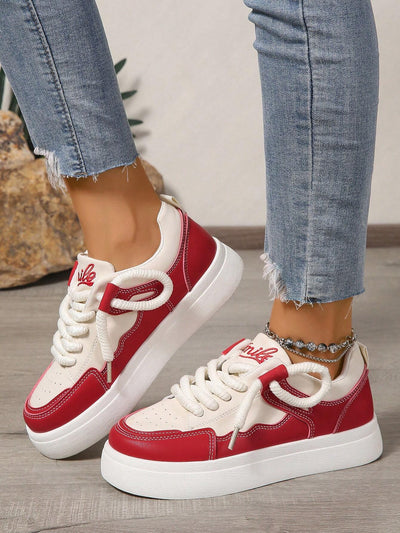 Fashionable Color-block White Sneakers