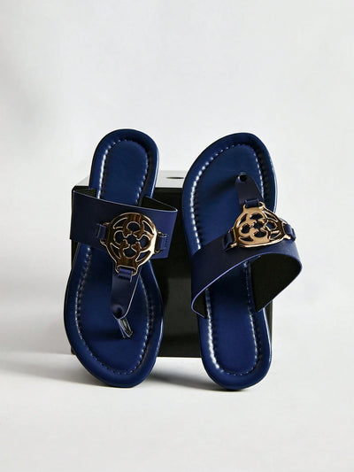 Women's Metal Decor Casual Comfortable Padded Slide Sandals
