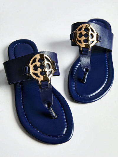 Women's Metal Decor Casual Comfortable Padded Slide Sandals