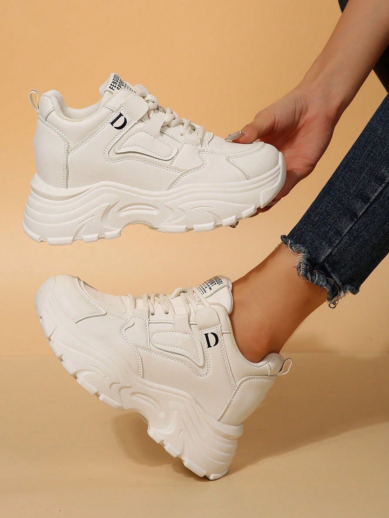 Women's Platform Sneakers With Wedge Heels