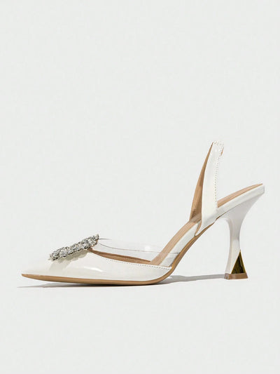 Women's Pointed Toe High Heels With Rhinestone Decoration