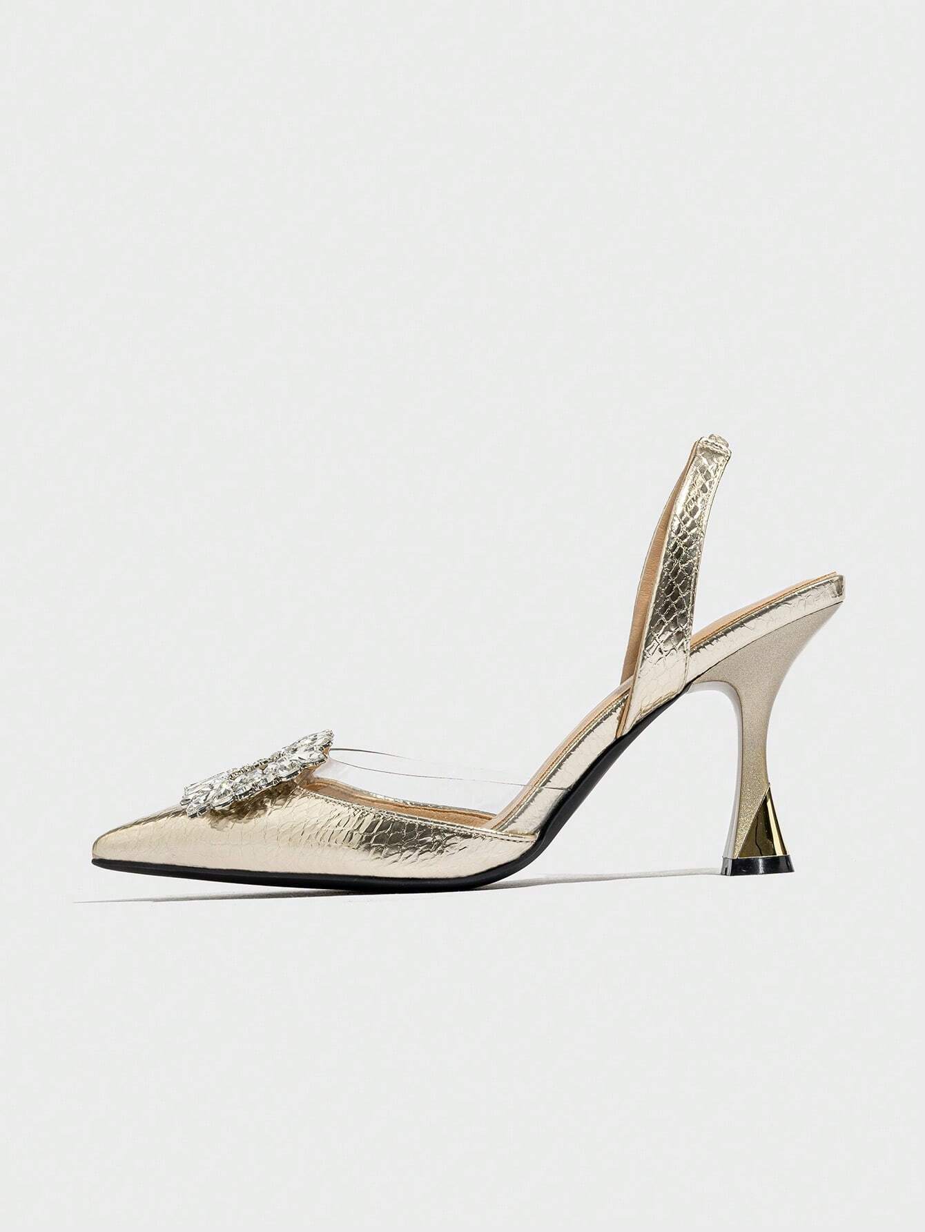 Women's Pointed Toe High Heels With Rhinestone Decoration