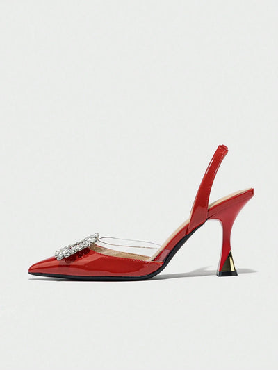 Women's Pointed Toe High Heels With Rhinestone Decoration