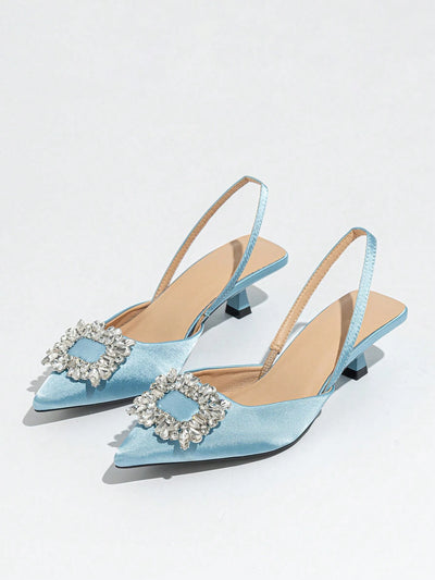 Pointed Toe Chunky Heel Metal Buckle Retro  Floral Print Mary Jane Loafers
