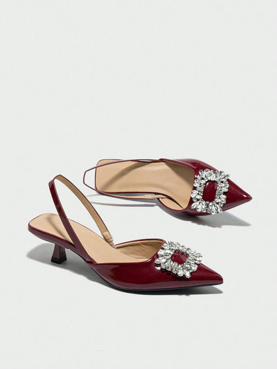 Pointed Toe Chunky Heel Metal Buckle Retro  Floral Print Mary Jane Loafers