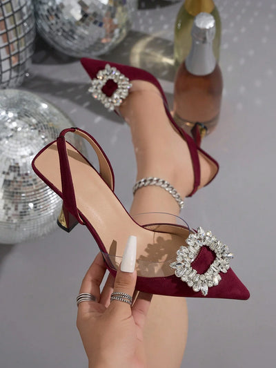 Women's Pointed Toe High Heels With Rhinestone Decoration