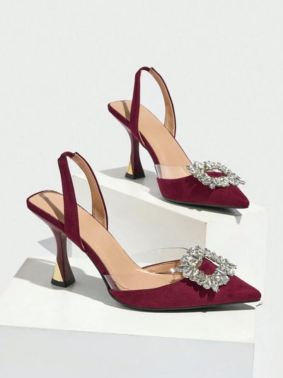 Women's Pointed Toe High Heels With Rhinestone Decoration