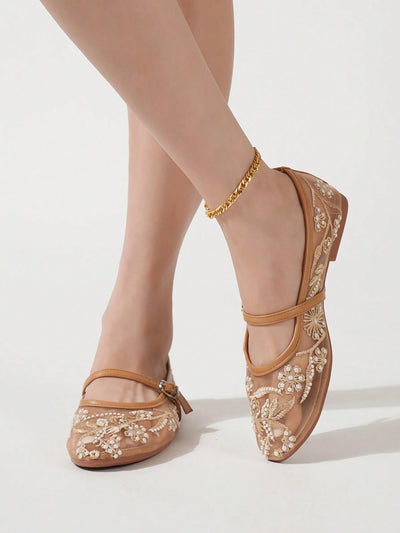 Women's Round Toe Mesh Ballet Flats