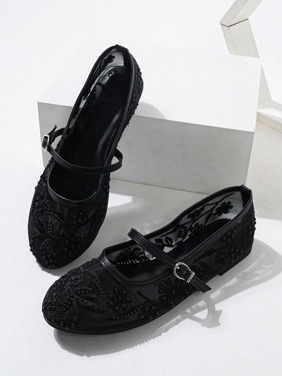 Women's Round Toe Mesh Ballet Flats